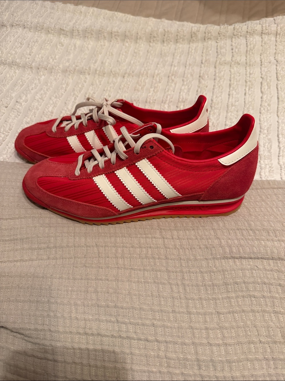 adidas Women's Red and White Retro Trainer Sneakers